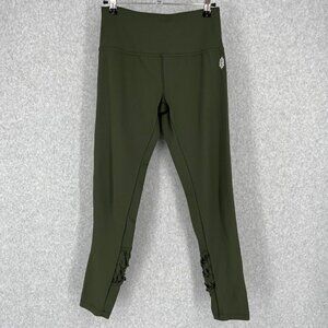 Free People Criss Cross Panel Leggings Size S Olive Green Workout Lounge Boho